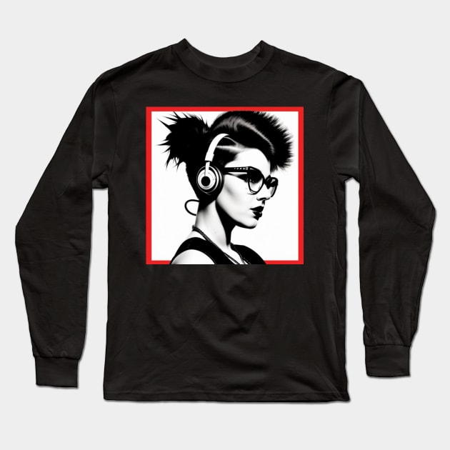 Punk Rock Girl Long Sleeve T-Shirt by musicgeniusart